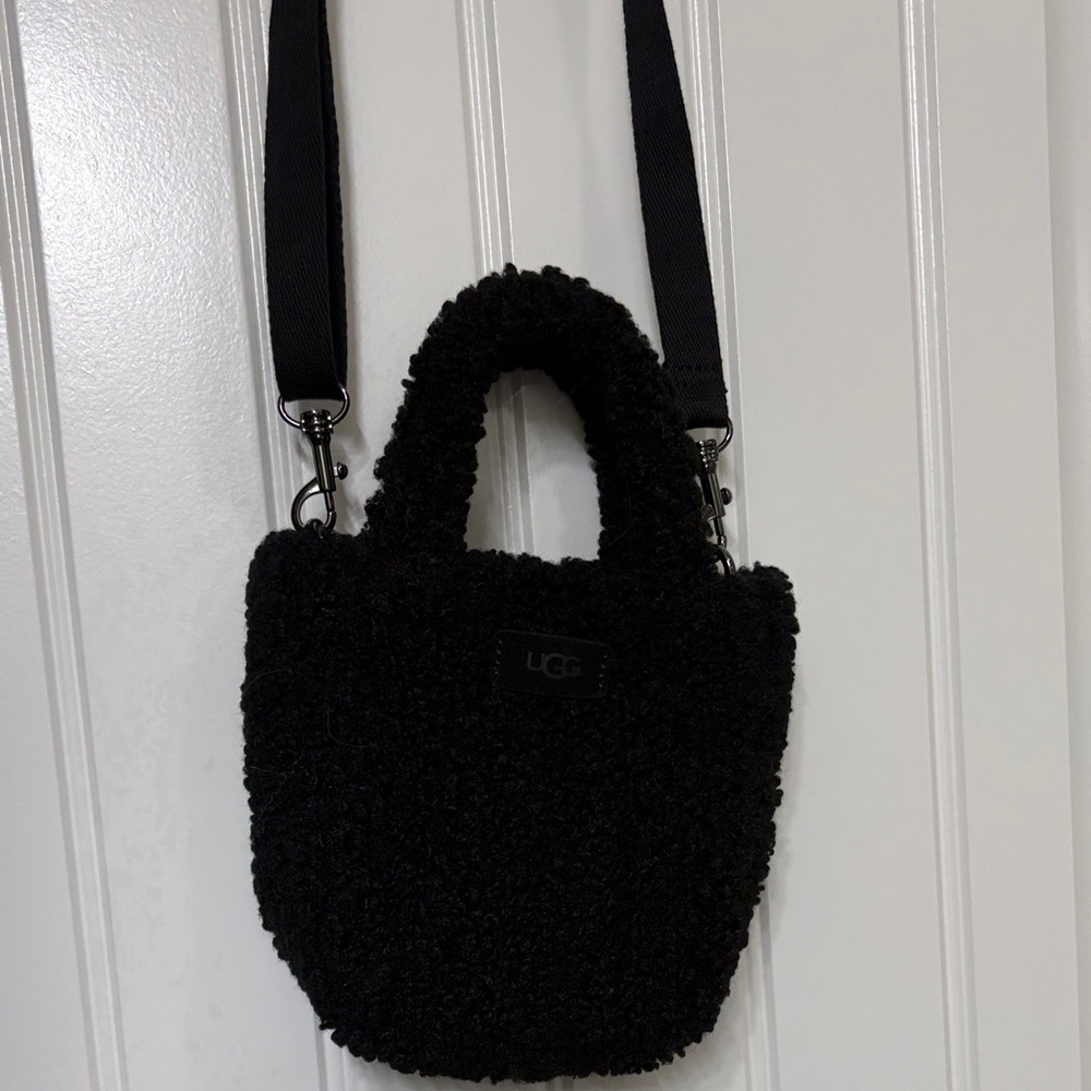 UGG Black Shearling Mini Tote with Adjustable Strap
